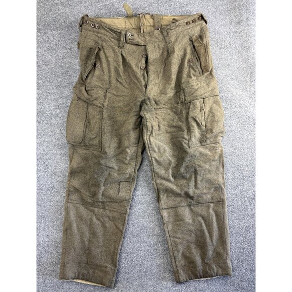 Vintage German Military Wool Field Pants Trousers 70s Olive 78-92-80 K. Begemann - Picture 1 of 8
